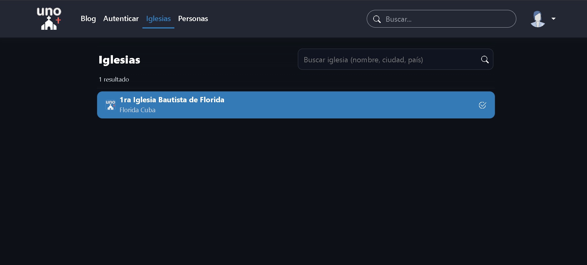 Churches list of Uno más para Cristo project
